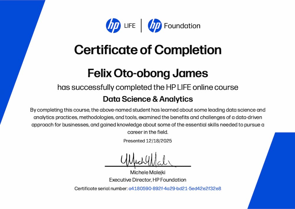 HP LIFE Certificate