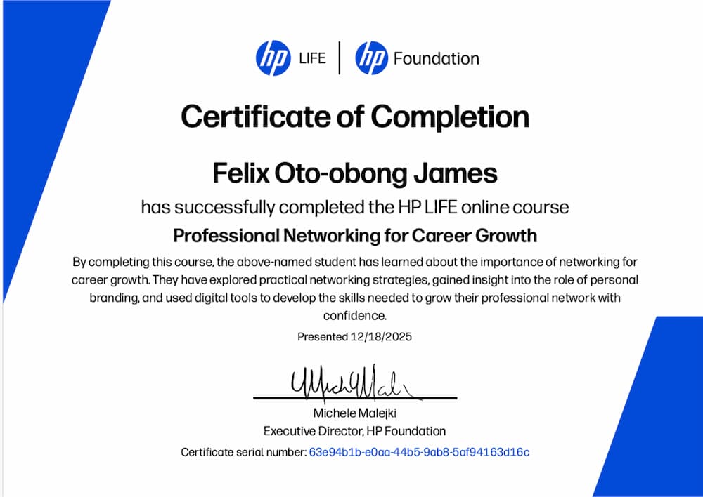 HP LIFE Certificate